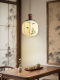 Song's Aesthetic Hand-Painted Fabric Shade Small Pendant Light, Vintage Bedside, Entryway, Bar Counter, Hallway, Solid Wood, High-End Zen Lighting Fixture
