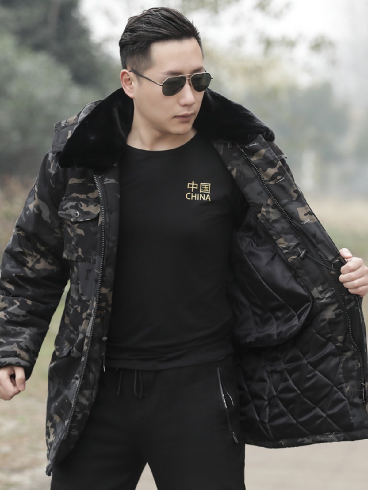 Military greatly dressed male winter black camouflated clothing Northeastern cotton padded jacket Thickened Warm Proof of Long Windproof-Taobao