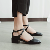 Giày sandal quai ngang nữ Baotou hè 2018 phiên bản Hàn Quốc mới với giày đế vuông đế dày hoang dã với giày Mary Jane sandal nữ đế cao