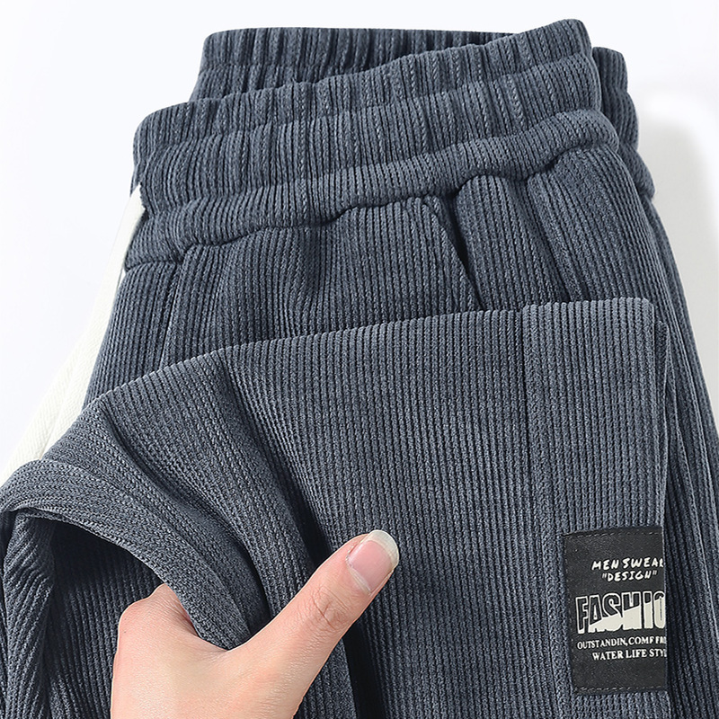 Spring Corduroy Pants Men's Casual Pants Fleece-Lined Thickened Men's Straight-Leg Pants Seasonal Men's Sports Pants Corduroy New Style