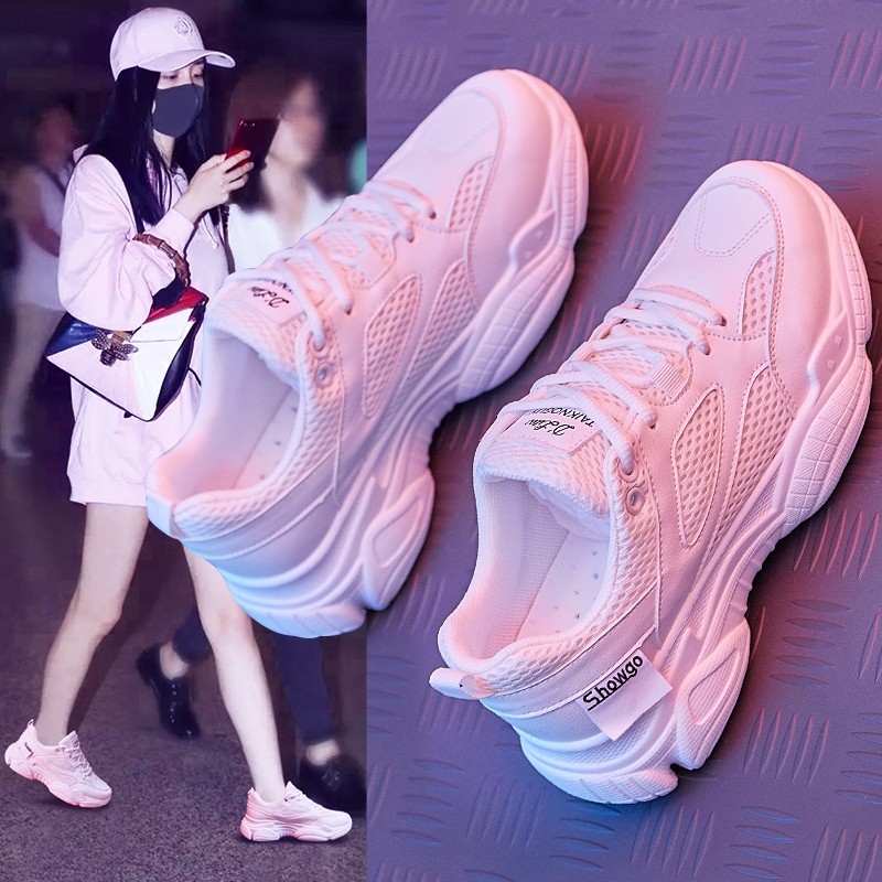 2022 New Summer Old Daddy Shoes Women's Net Face Breathable Thick Bottom Fried Street Ins Tide Superfire 100 Hitch Leisure Sports