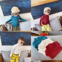 Biscuits Moms Autumn Winter New Childrens Clothing Han Edition Thickened high collar male and female baby T-shirt T-shirt Bottom Shirt