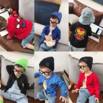 Cookies Moms Clothing Stores Ins Spring Autumn Children Han Edition Cute Girl Embroidered Knit Cardiovert Boy Sweater Jacket