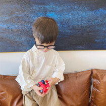 Cookies Moms 2022 Spring Autumn New Childrens Dress Korean Version Personality Foreign Masculinity Baby White Long Sleeve Shirt Lining Clothing