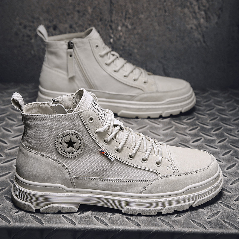 Autumn Breathable Men's Shoes, Martin Boots, Men's High-Top British Trendy Shoes, Desert Boots, Men's Boots, Canvas Short Boots