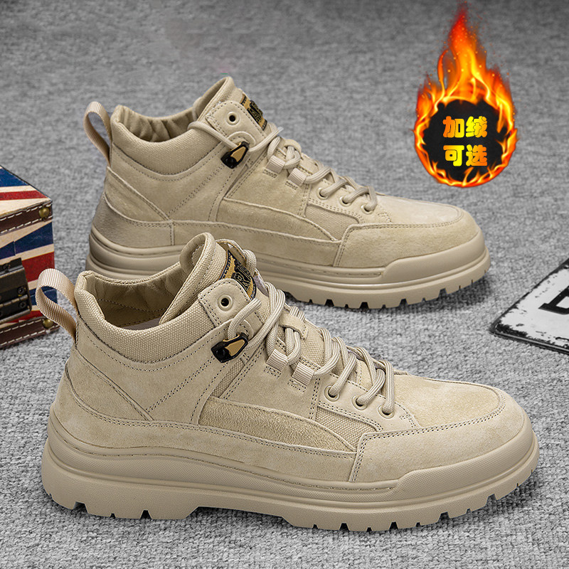 Autumn Mid-Top Martin Boots for Men, Winter High-Top Men's Shoes, New Genuine Leather Boots, Men's Retro Work Shoes