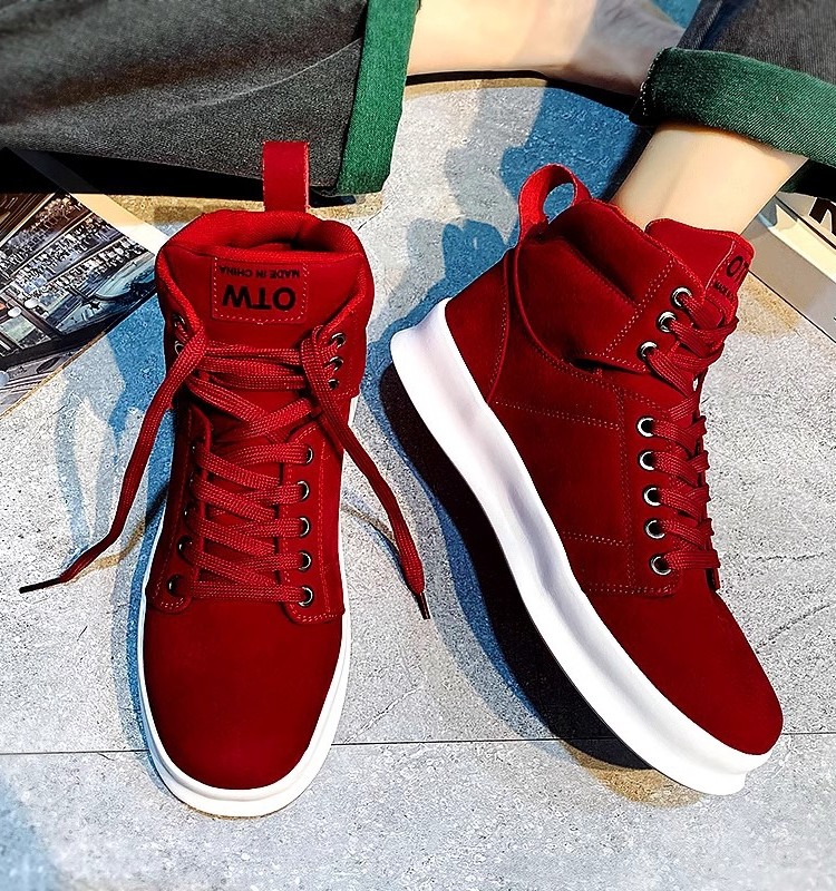 High-Top Men's Sneakers, Autumn 2026 New Model, Height-Increasing Casual Sneakers, Breathable Youth Men's Green Canvas Shoes