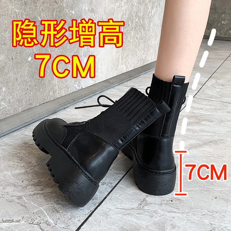 Martin boots for women's small people to increase the height and show feet, small short boots, thin boots, 2022 new shoes for women's autumn and winter plus velvet