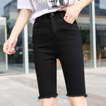 Black denim shorts womens five-point pants high waist 2021 summer new net red ins tight outer wear pants thin section