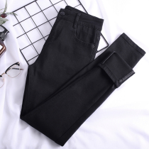Summer Korean version of black jeans womens nine-point pants high waist elastic tight thin feet pencil trousers thin section