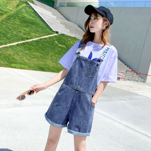 Летние светлые джинсовые подтяжки, шорты, штаны, тонкий комбинезон, в корейском стиле, свободный крой, по фигуре