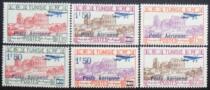 Tunisias 1928 World Heritage Amphitheatre Stamped with Aircraft Repurposed as Air Stamps New 6 Complete