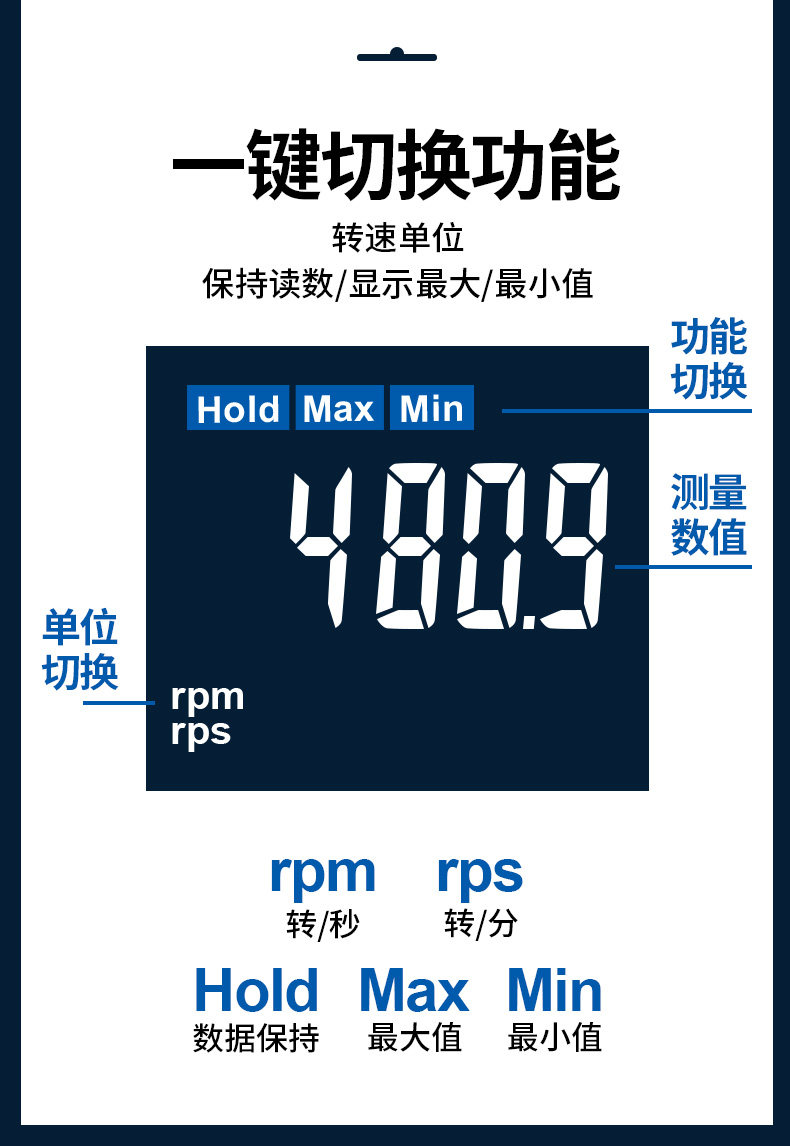 Detu TESTO460 speed meter photoelectric tachometer non-contact tachometer speed meter