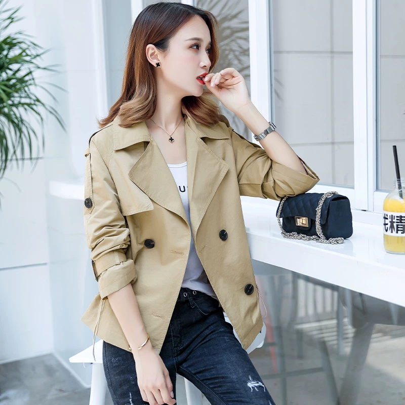 Осеннее trench coat, тонкая короткая куртка, коллекция 2023 года, для подростков