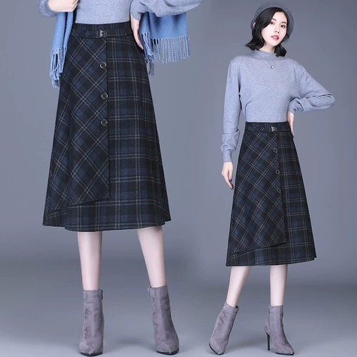 Шерстяная длинная демисезонная юбка, А-силуэт, длина миди, 2020, по фигуре