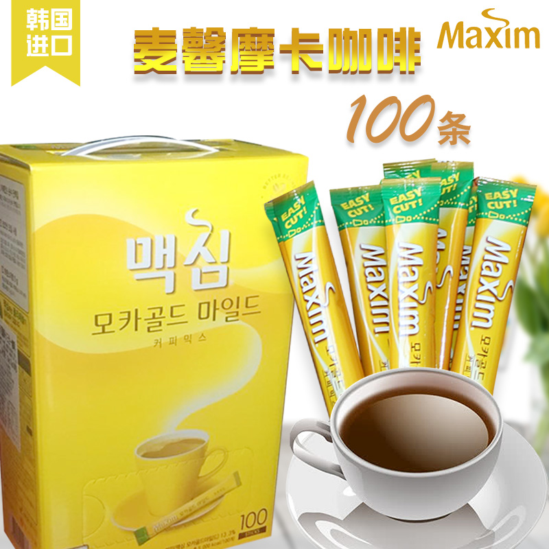 Korean imported coffee coffee and wheat cara taste maxim three in one instant coffee powder 100 gift box