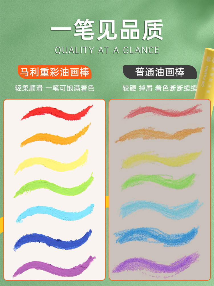 Marley soft oil pastels super soft heavy color 48 color set crayons children's safety primary school students kindergarten art special paper diy graffiti painting frame scraper full set of tools official flagship store