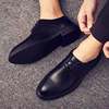 Autumn British Style Men's Leather Shoes, Genuine Leather, Soft Leather, Business Formal Wear, Soft Sole, Pointed Toe, Casual Thick Sole, Height-Increasing Wedding Groom Shoes
