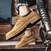 Summer Martin Boots for Men, Low-Top Casual Versatile Leather Shoes, British Style Yellow Work Shoes, Retro Large-Toe Safety Short Boots