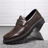 Autumn Leather Shoes for Men, Business Formal Low-Top Loafers, Slip-On Moccasins, Round-Toe Thick-Soled Casual Trendy Shoes