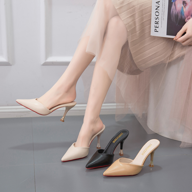 2026 New Style Lazy Pointed-Toe Stiletto Versatile Closed-Toe Mules Women's Summer Sandals for Outdoor Wear Fashionable High-Heeled Shoes 2026 New Style Lazy Pointed-Toe Stiletto Versatile Closed-Toe Mules Women's Summer Sandals for Outdoor Wear Fashionable High-Heeled Shoes