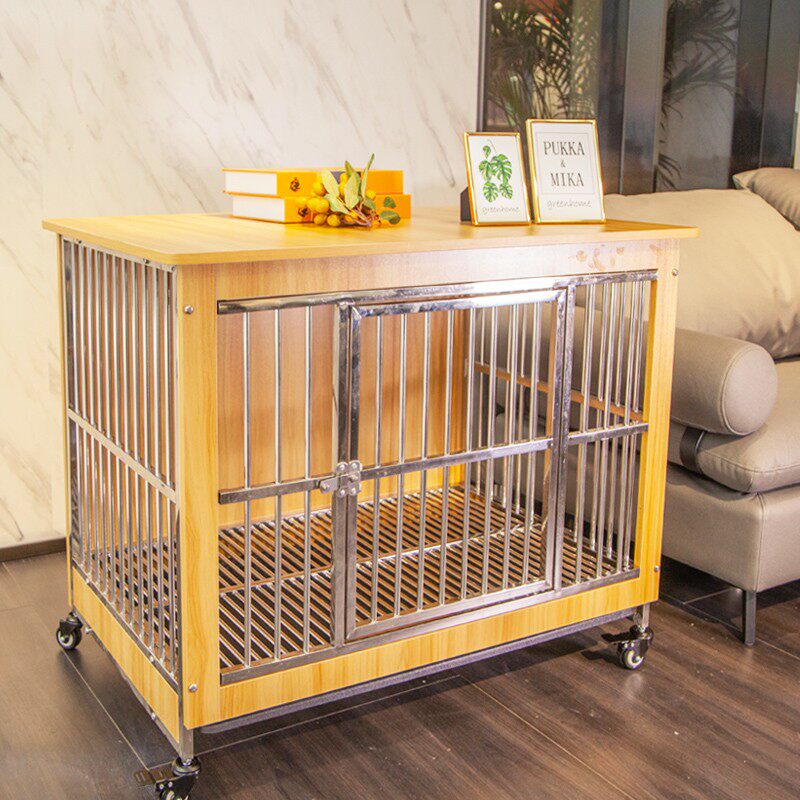 Stainless Steel Dog Cage Wooden Home Interior Large Dog With Toilet Pet Pooch Small Dog Mid-dog Dog Cage