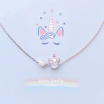 Dream unicorn sterling silver bracelet female niche design simple exquisite necklace cute not fading girl handwear