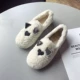 Giày ga châu Âu 2018 thu đông mới Hàn Quốc đế bệt đế xuồng rhinestone thấp giúp tai mèo cộng với thời trang nhung hoang dã giày 3 sọc