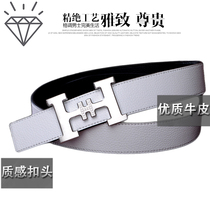 Mens leather belt with diamond stainless steel smooth buckle casual pants with business Belt