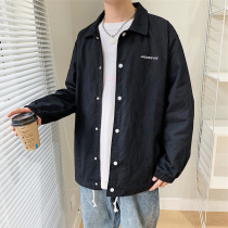 Jacket Mens frock jacket Korean version of the trend loose spring and autumn ruffian handsome ins tide Wild a set of clothing collocation