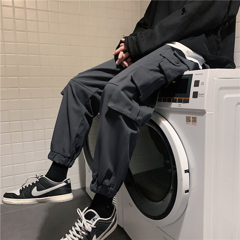 Fried street workwear pants men's tide brand leggings sports loose spring and autumn pants Korean version of the trend handsome casual nine hundred