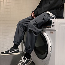 Fried Street overalls mens Tide brand bunches spring and autumn mens pants Korean version of the trend handsome leisure nine points wild summer tide