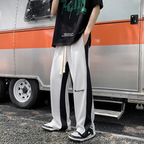 ulzzang pants male straight cylinder casual pants sports long pants loose high street boomers Sensation Splicing Design Sensation