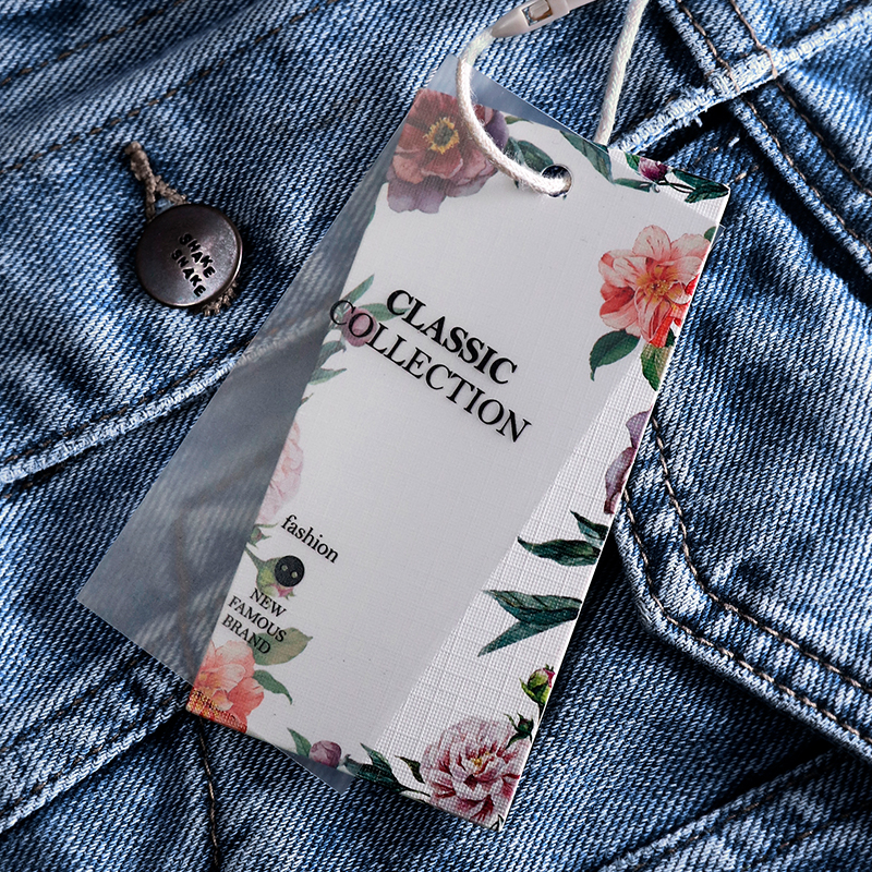 Transparent frosted PVC plastic tag custom texture special paper double-sided color printing clothing store label custom vintage pattern trademark logo card custom women's men's label design