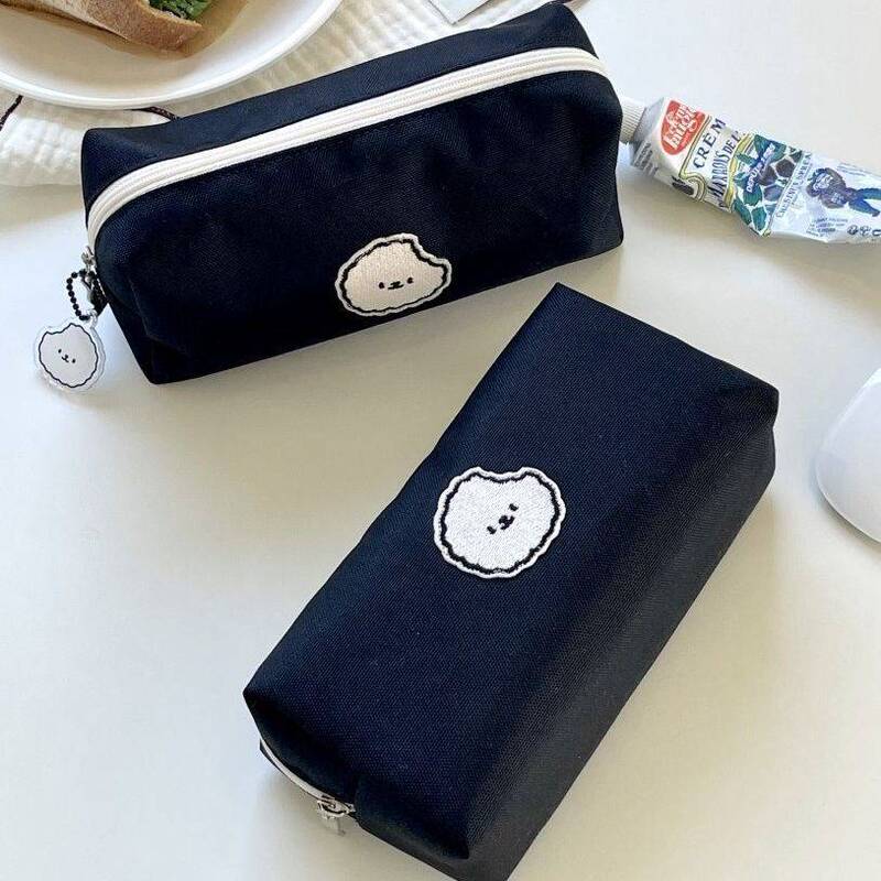 Black Puppy Canvas Pencil Case, Stain-Resistant Student Pencil Case, Stationery Bag, Large-Capacity Stationery Cosmetic Bag Storage Bag Black Puppy Canvas Pencil Case, Stain-Resistant Student Pencil Case, Stationery Bag, Large-Capacity Stationery Cosmetic Bag Storage Bag