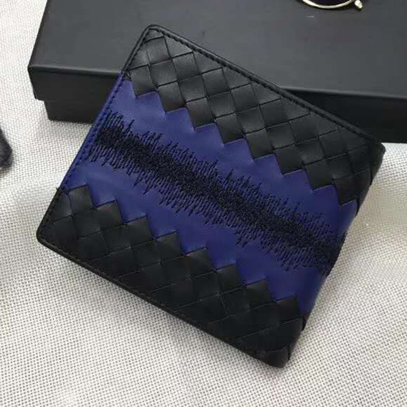 Fetal Cow Leather Embroidered Interwoven Long Version Wallet Man 2022 New Classic Multi-clamping Short Card Package