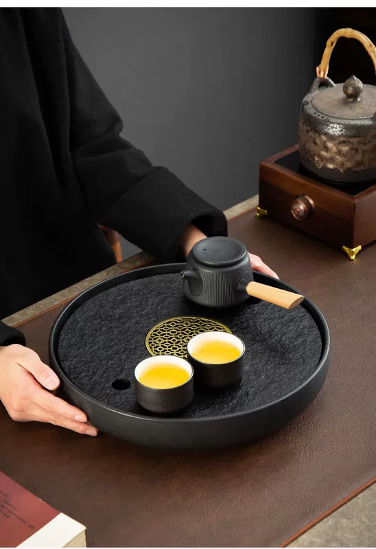 Giả Vàng Đen Đá Khay Trà Hộ Gia Đình Đựng Nước Thoát Rượu Khay Đĩa Gốm Khay Trà Đơn Giản Khô Bong Bóng khay
