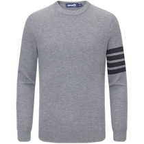 Wool] Navigare Italian small sailing gray casual crew neck sweater mens new knitted pullover
