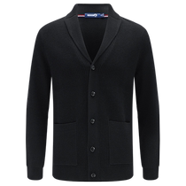 Wool] Navigare Italian small sailing black knitted cardigan mens new waffle sweater jacket