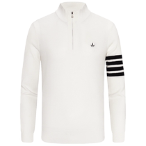 Cashmere] Navigare Italian small sailing white half-zip sweater mens winter new knitted bottoming shirt