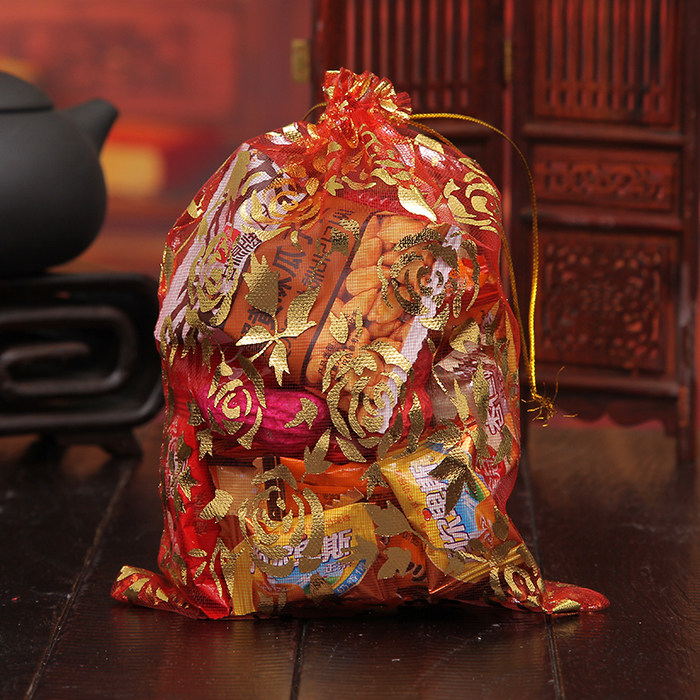 Wedding festive supplies Wedding candy packaging box Creative wedding bronzing gauze bag Chinese style candy bag