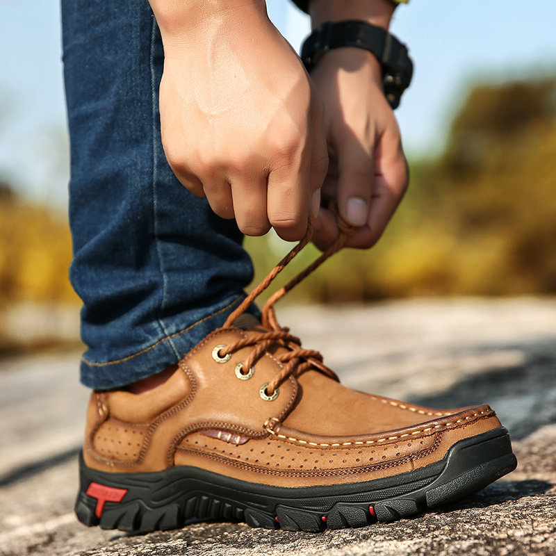 Large size men's shoes 45 autumn 46 outdoor leisure 47 breathable leather men's large 48 non-slip wear-resistant sports shoes