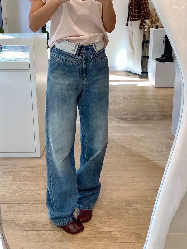 Nanyou High-End 2026 Spring/Summer New Blue Straight-Leg Jeans for Women, Versatile Design, Wide-Leg Long Pants for Tall People