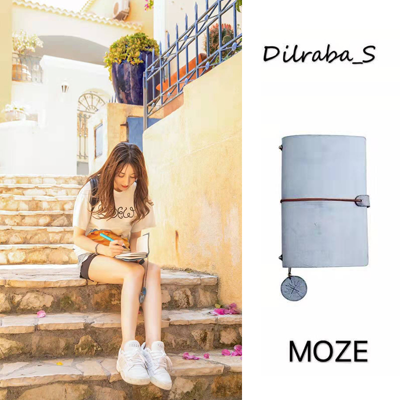 MOZE Dilireba with the same hand account leather diary loose-leaf custom hand book notebook niche