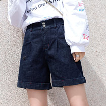High-waisted denim shorts womens a-shaped wide-leg pants in the summer of 2021 New wear thin ins loose hot pants