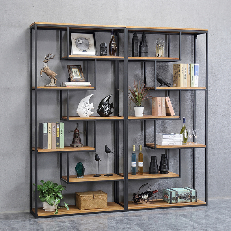 Nordic Wrought Iron Bookshelf Storage Rack Floor-Standing Living Room Simple Partition Storage Rack Office Display Rack