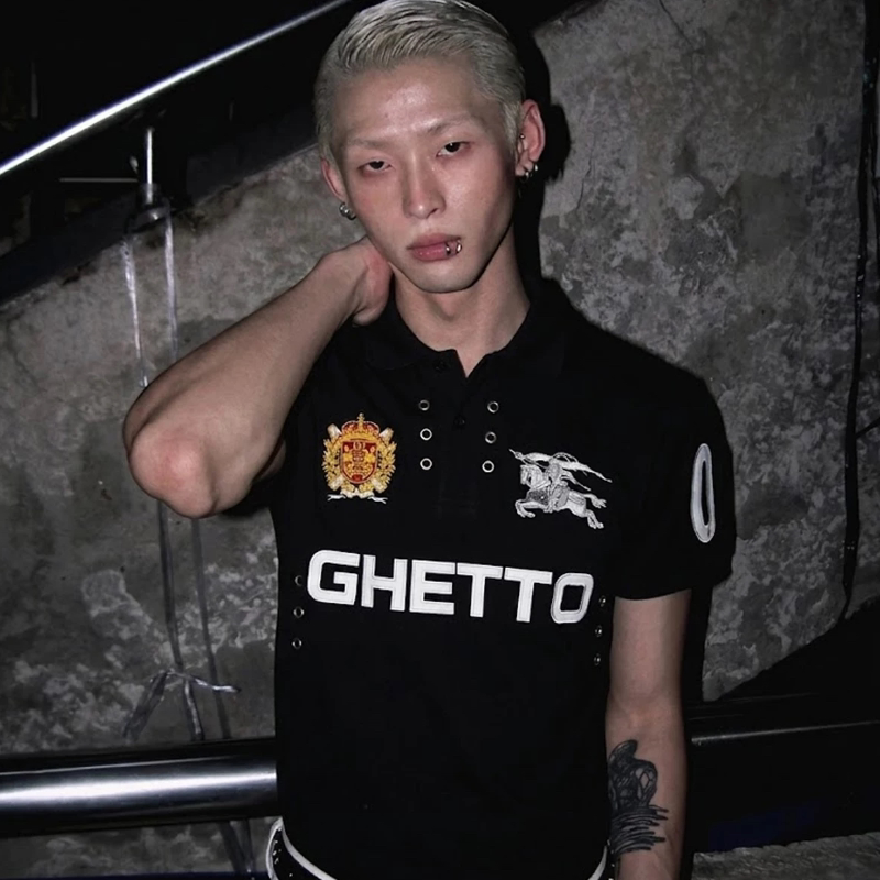 Gss "Red Rabbit Lu Bu" Ghetto 09 3D Embroidery Patch Perforated Polo Shirt for Men and Women