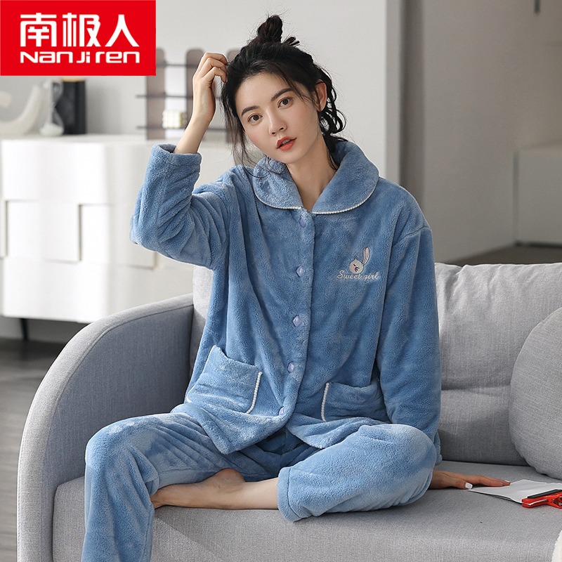 Coral Velvet Pajamas in 2021 new winter network red plus thickening flannel autumn winter warm home suit