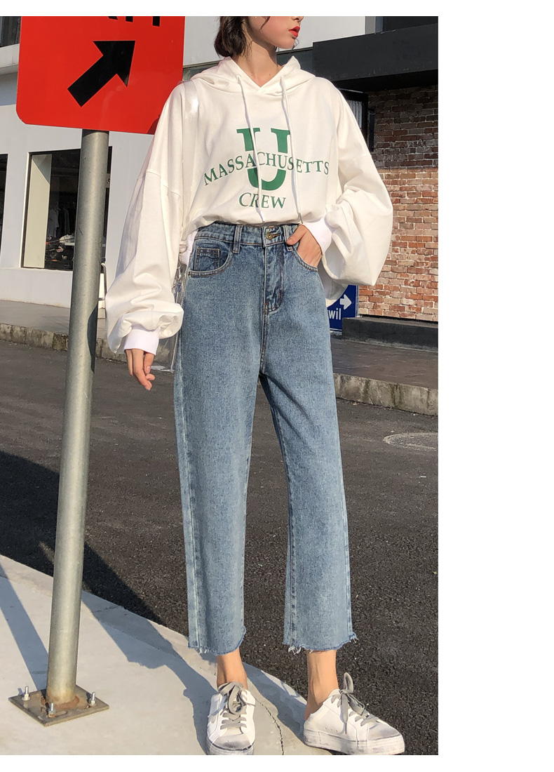 Cộng thêm quần denim ống rộng chân nữ mùa thu đông 2018 phiên bản mới của Hàn Quốc cho sinh viên eo cao bf hoang dã quần ống rộng mùa đông quần sooc bò nữ