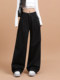Spring Black High-Waisted Wide-Leg Jeans for Women 2025 Spring and Autumn European Style Pleated Drapey High-End Pants